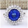 Image 1 : 5.68 CTW Natural Blue Tanzanite And Diamond Ring 18K Solid White Gold