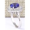 Image 3 : 5.68 CTW Natural Blue Tanzanite And Diamond Ring 18K Solid White Gold