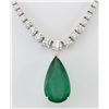 Image 1 : 10.83 CTW Natural Emerald And Diamond Necklace In 14K White Gold