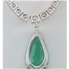 Image 2 : 10.83 CTW Natural Emerald And Diamond Necklace In 14K White Gold