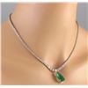 Image 3 : 10.83 CTW Natural Emerald And Diamond Necklace In 14K White Gold