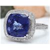 Image 2 : 12.07 CTW Natural Tanzanite 18K Solid White Gold Diamond Ring