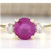 Image 1 : 1.40 CTW Natural Pink Sapphire And Diamond Ring In 18K Yellow Gold