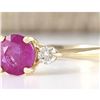 Image 2 : 1.40 CTW Natural Pink Sapphire And Diamond Ring In 18K Yellow Gold