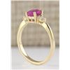 Image 3 : 1.40 CTW Natural Pink Sapphire And Diamond Ring In 18K Yellow Gold