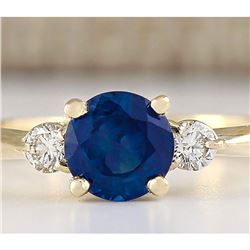 1.40 CTW Natural Sapphire And Diamond Ring In 18K Yellow Gold