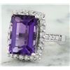 Image 2 : 7.09 CTW Amethyst 14K White Gold Diamond Ring