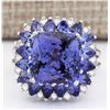 Image 1 : 9.14 CTW Natural Blue Tanzanite And Diamond Ring 18K Solid White Gold