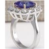 Image 3 : 6.91 CTW Natural Blue Tanzanite And Diamond Ring 14K Solid White Gold