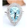 Image 1 : 5.30 CTW Natural Aquamarine 18K Solid White Gold Diamond Ring