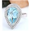 Image 2 : 5.30 CTW Natural Aquamarine 18K Solid White Gold Diamond Ring