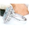 Image 3 : 5.30 CTW Natural Aquamarine 18K Solid White Gold Diamond Ring