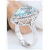 Image 5 : 5.30 CTW Natural Aquamarine 18K Solid White Gold Diamond Ring