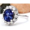 Image 2 : 4.50 CTW Natural Tanzanite 18K Solid White Gold Diamond Ring