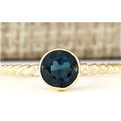 1.00 CTW Natural London Blue Topaz Ring In 18K Yellow Gold