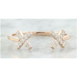 0.10 CTW Diamond 14K Rose Gold Double X Open Front Ring