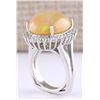 Image 3 : 13.48 CTW Natural Opal And Diamond Ring In 18K White Gold