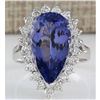 Image 1 : 7.26 CTW Natural Tanzanite And Diamond Ring In 14K White Gold