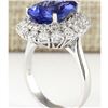 Image 3 : 7.38 CTW Natural Blue Tanzanite And Diamond Ring 18K Solid White Gold