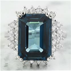 9.78 CTW Topaz 18K White Gold Diamond Ring