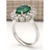 Image 3 : 4.20 CTW Natural Emerald And Diamond Ring In 18K White Gold