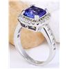 Image 4 : 3.70 CTW Natural Tanzanite 14K Solid White Gold Diamond Ring