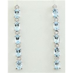 4.53 CTW Aquamarine 14K White Gold Diamond Earrings