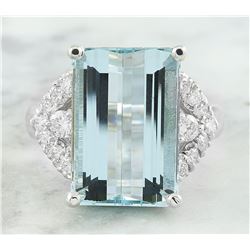 10.10 CTW Aquamarine 18K White Diamond Ring