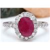 Image 1 : 2.83 CTW Natural Ruby 18K Solid White Gold Diamond Ring