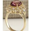 Image 3 : 4.61 CTW Natural Pink Tourmaline And Diamond Ring 14K Solid Yellow Gold