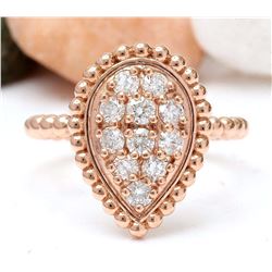 0.50 CTW Natural Diamond 18K Solid Rose Gold Ring