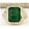 Image 1 : 6.50 CTW Natural Emerald And Diamond Ring In 18K Yellow Gold