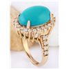 Image 4 : 9.95 CTW Natural Turquoise 18K Solid Rose Gold Diamond Ring