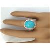 Image 5 : 9.95 CTW Natural Turquoise 18K Solid Rose Gold Diamond Ring