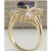 Image 3 : 3.44 CTW Natural Blue Tanzanite And Diamond Ring 18K Solid Yellow Gold
