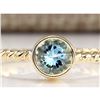 Image 1 : 1.00 CTW Natural Aquamarine Ring In 18K Yellow Gold
