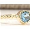 Image 2 : 1.00 CTW Natural Aquamarine Ring In 18K Yellow Gold