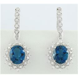 9.75 CTW Topaz 18K White Gold Diamond Earrings