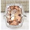 Image 1 : 11.98 CTW Natural Morganite And Diamond Ring In 18K White Gold