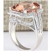 Image 3 : 11.98 CTW Natural Morganite And Diamond Ring In 18K White Gold