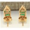 Image 2 : 1.60 CTW Natural Emerald And Diamond Earrings 18K Solid Yellow Gold