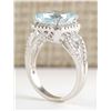 Image 3 : 3.43 CTW Natural Aquamarine And Diamond Ring In 18K Solid White Gold