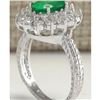 Image 3 : 2.50 CTW Natural Emerald And Diamond Ring 18K Solid White Gold