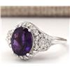 Image 2 : 4.42 CTW Natural Amethyst And Diamond Ring In 18K White Gold