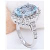 Image 4 : 6.10 CTW Natural Aquamarine 18K Solid White Gold Diamond Ring