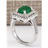 Image 3 : 3.59 CTW Natural Emerald And Diamond Ring In 14k White Gold