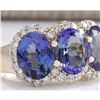 Image 2 : 7.38 CTW Natural Tanzanite And Diamond Ring 18K Solid Yellow Gold