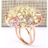 Image 3 : 25.36 CTW Natural Multi Stone Morganite Kunzite Diamond Ring In 14k Rose Gold