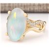 Image 2 : 6.50 CTW Natural Opal And Diamond Ring In 14k Yellow Gold