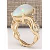 Image 3 : 6.50 CTW Natural Opal And Diamond Ring In 14k Yellow Gold
